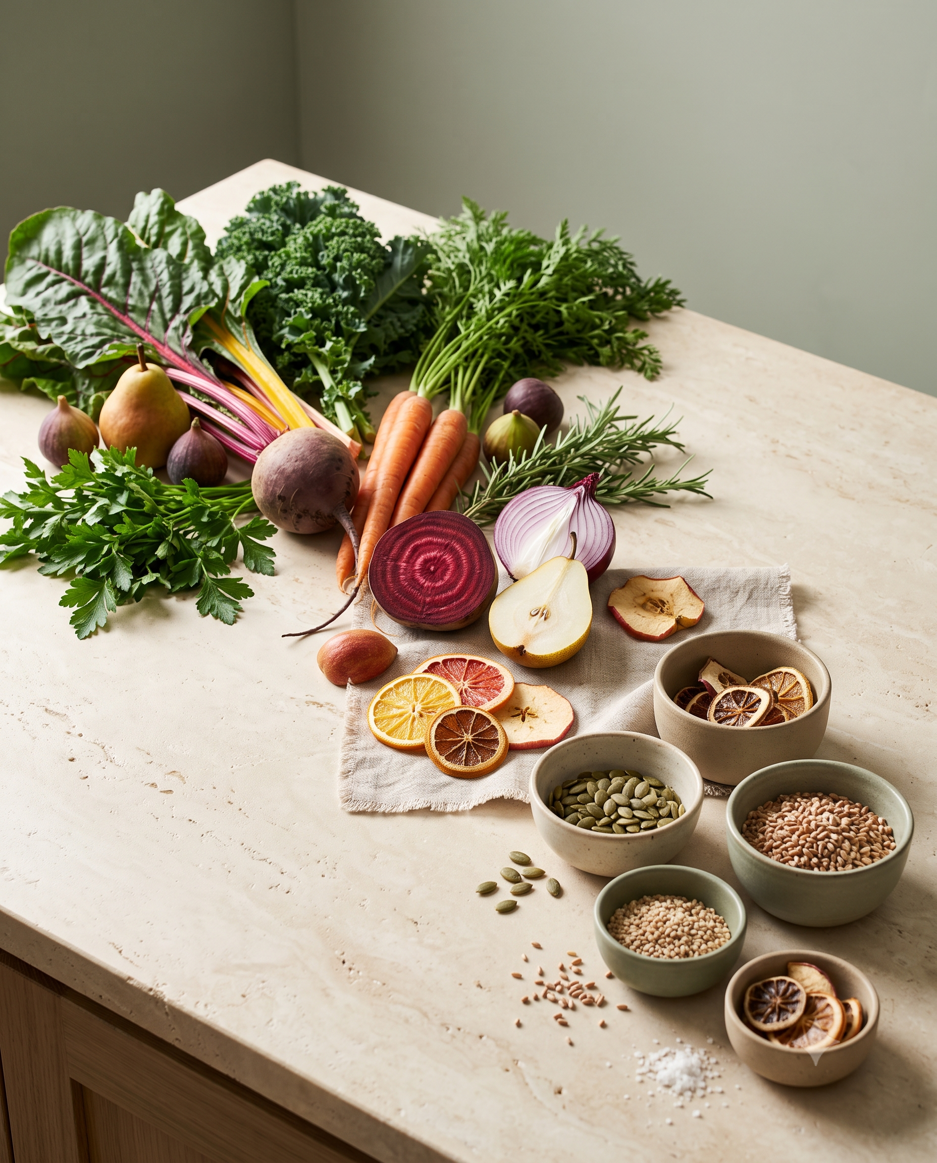 A curated arrangement of natural ingredients representing the wider world of Tongue Tastic foods.